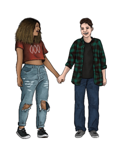 illustration of a couple holding hands