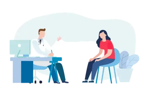 girl talking to doctor