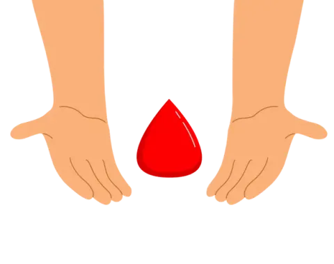 hands with blood droplet in middle